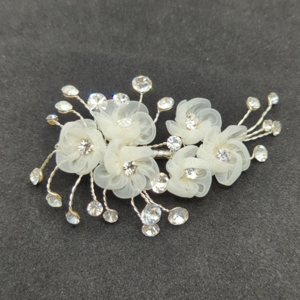 David’s Bridal hair clip fabric and diamond floral